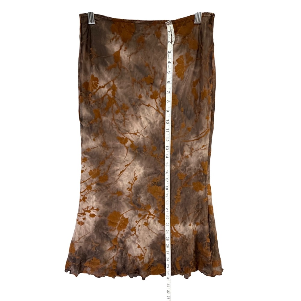 Verdusa Fishtail Mesh Midi Skirt Womens M Brown Floral Lettuce Goth Grunge Indie - Picture 10 of 16